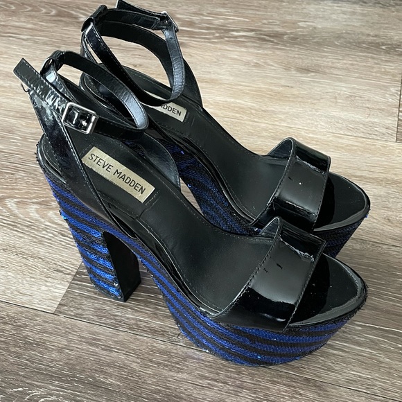 Steve Madden Shazzam Blue Sequin Heel - Picture 2 of 7
